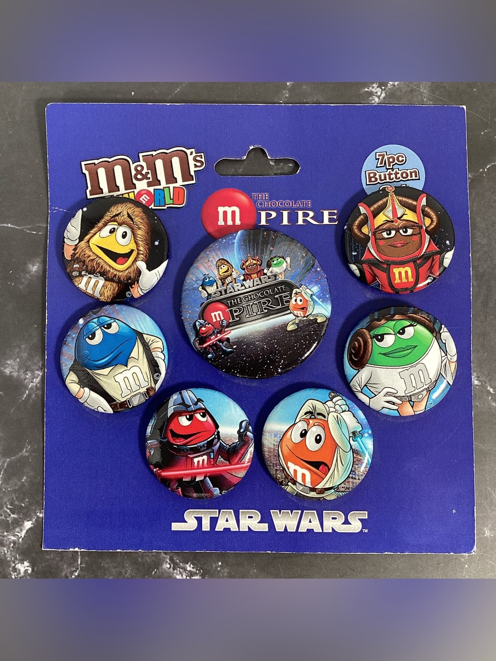 New 2014 M&M's Star Wars 7 Pc Button Set The Chocolate Mpire